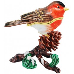 Robin on Pinecone Trinket Box