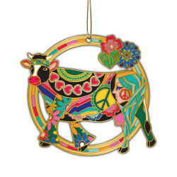 Grassyella- Boho Cow Ornament